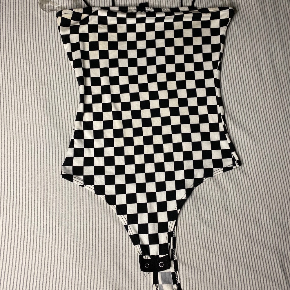 Checkered Black And White Body Suit